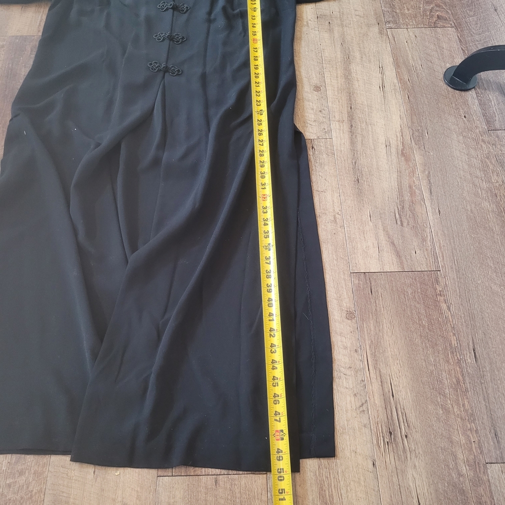 Vtg Mandarin Style Floor Length Blk Jacket - Picture 7 of 7